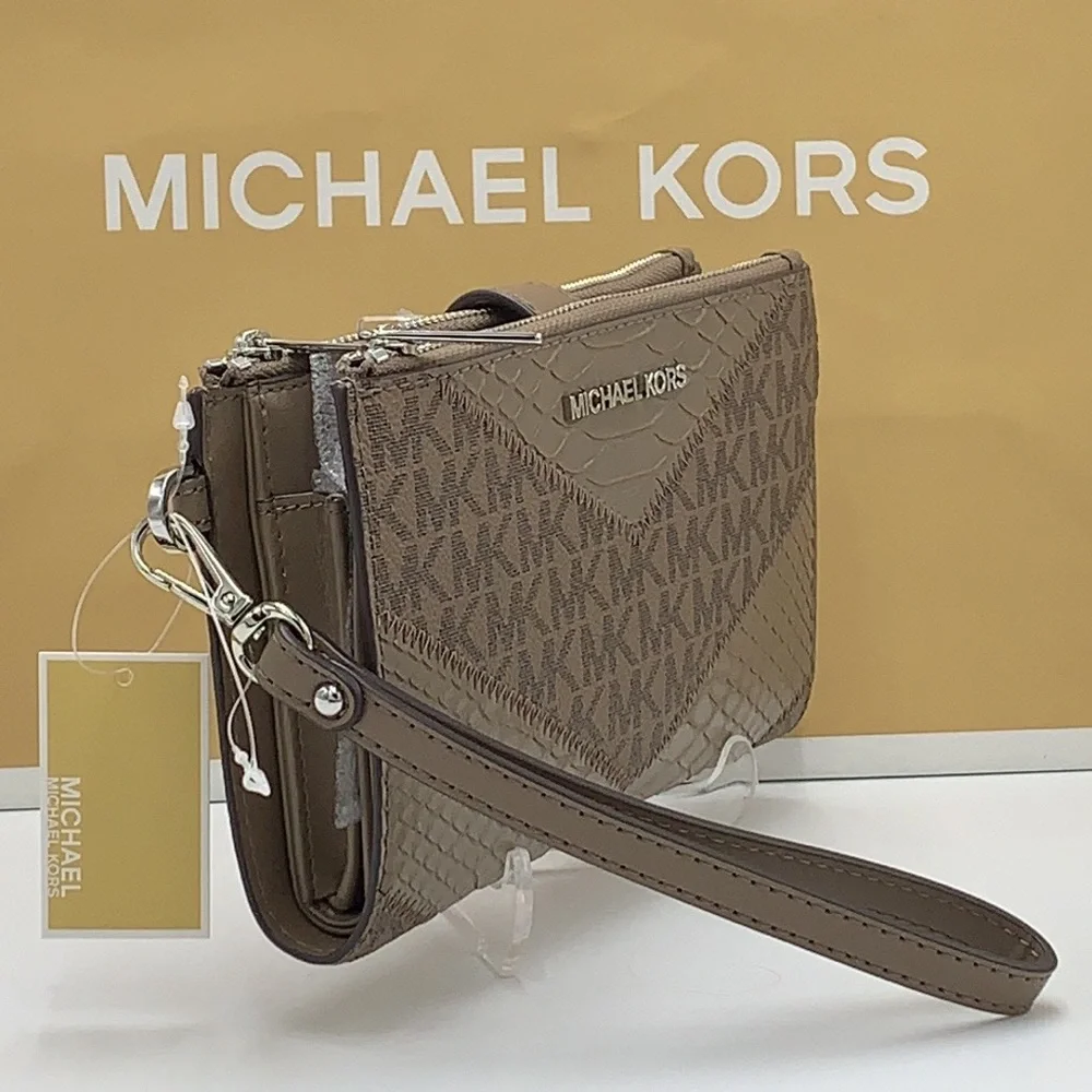 MICHAEL KORS Dust MULTI LG DOUBLE ZIP WRSTLT Crocodile Leather Snakeskin